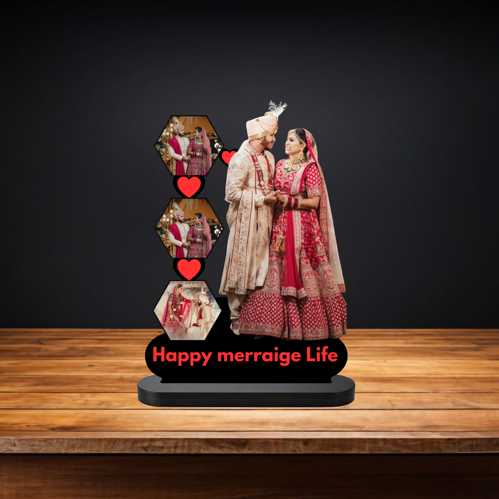 Personalized Couple MDF Photo Stand | Happy Anniversary Gift